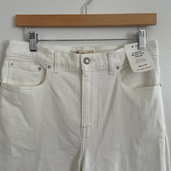 Madewell Flared Wide-Leg Crop Jeans White Raw Hem NU005 Womens Sz 29 NWT - Picture 7 of 15